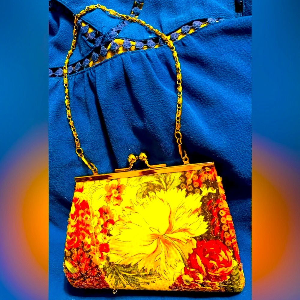 Lovely Depeche Mode NY Vintage Floral Purse with Subtle Sequins for Some Sparkle